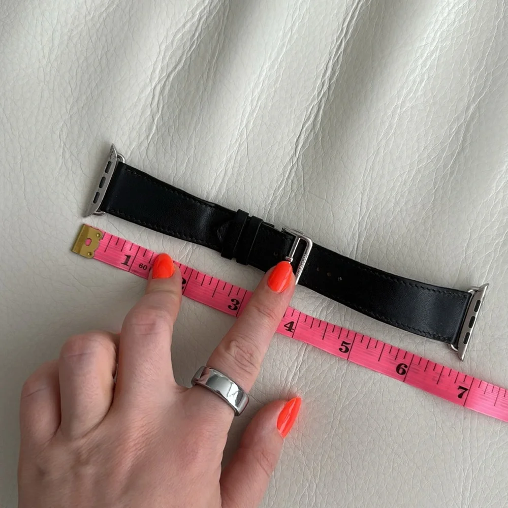 Hermès Black Leather 45mm Watch Strap with Silver Clasp - Picture 7 of 7